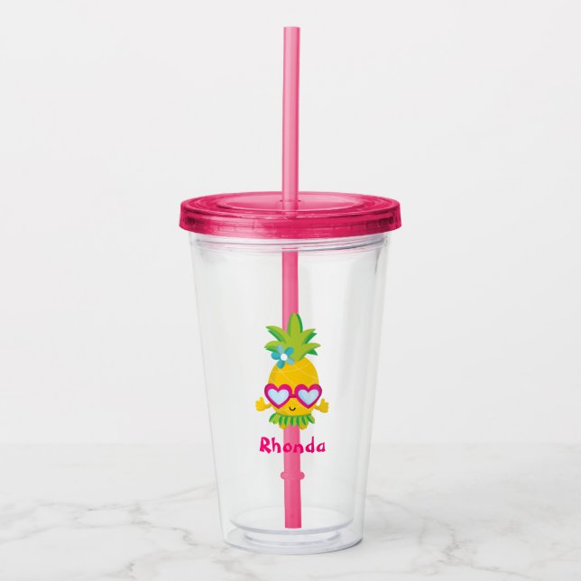 Cute Hawaiian theme Acrylic Tumbler (Front)