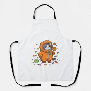 Cute Hazmat Cat Halloween Candy Monster Fun Oversi Apron