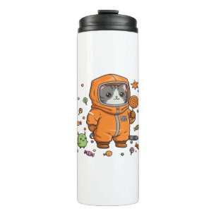 Cute Hazmat Cat Halloween Candy Monster Fun Oversi Thermal Tumbler