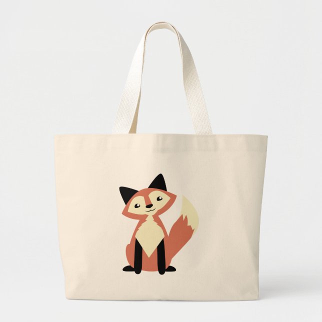 Cute Head-tilt Fox Large Tote Bag (Front)