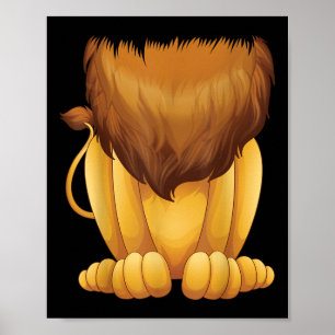 Cute Headless Lion Costume Halloween Funny Big Cat Poster