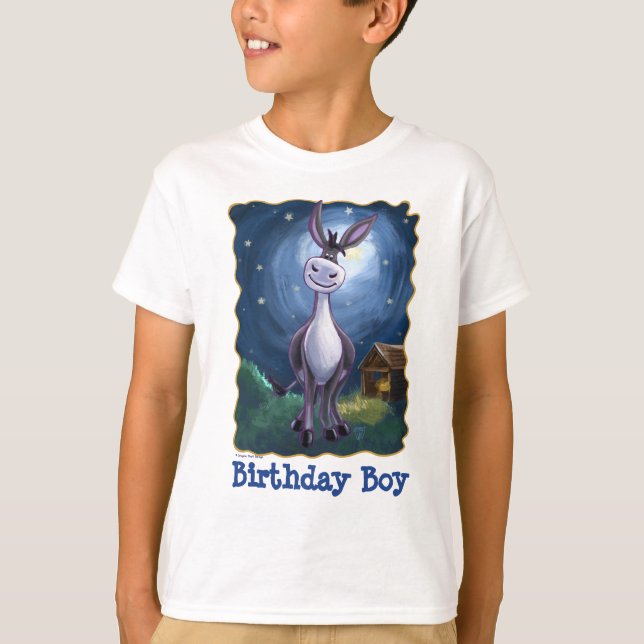 Cute Heads and Tails Donkey Birthday Boy T-Shirt (Front)