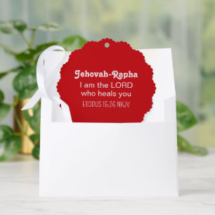 Cute Healing Bible Verse Red Simple Christmas Ornament Card