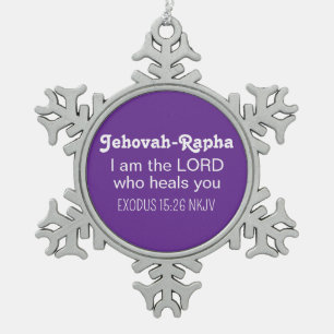 Cute Healing Bible Verse Royal Purple Christian Snowflake Pewter Christmas Ornament