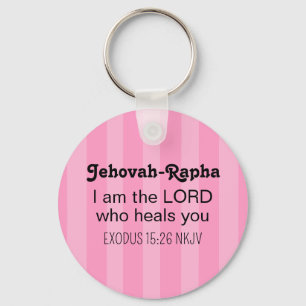 Cute Healing Bible Verse Striped Pink Christian Keychain