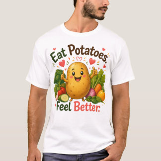 Cute Healthy Potato Cartoon Design T-Shirt