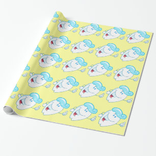cute healty happy toothpaste tooth dental cartoon wrapping paper