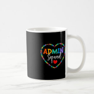 Cute Heart Admin Squad Fun First Day of School  Coffee Mug