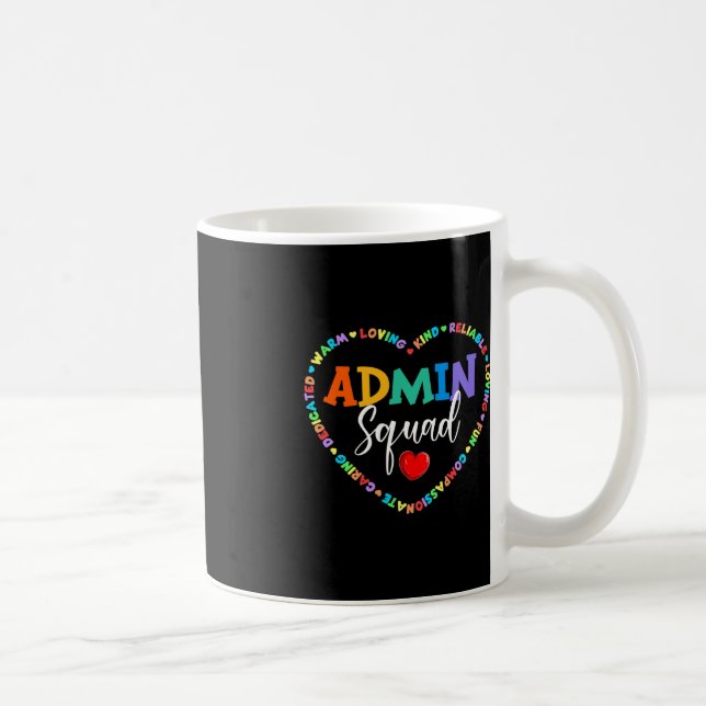 Cute Heart Admin Squad Fun First Day of School  Coffee Mug (Right)