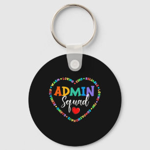 Cute Heart Admin Squad Fun First Day of School  Keychain
