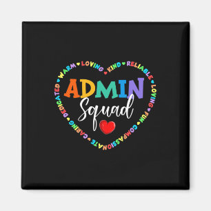 Cute Heart Admin Squad Fun First Day of School Magnet