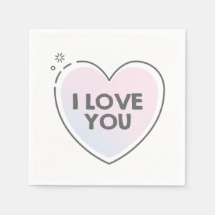 Cute heart and "i love you" text napkin