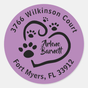 Cute Heart and Paw Prints Return Address Sticker