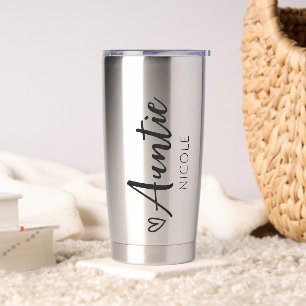 Cute Heart Auntie Personalized Name Insulated Tumbler