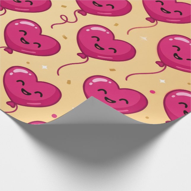 Cute Heart Balloon Pattern Wrapping Paper (Corner)