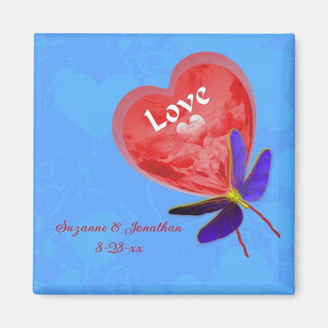 Cute Heart Balloon Personalized Wedding  Magnet (Front)