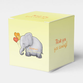 Cute Heart Balloons Elephant Neutral Baby Shower Favor Box