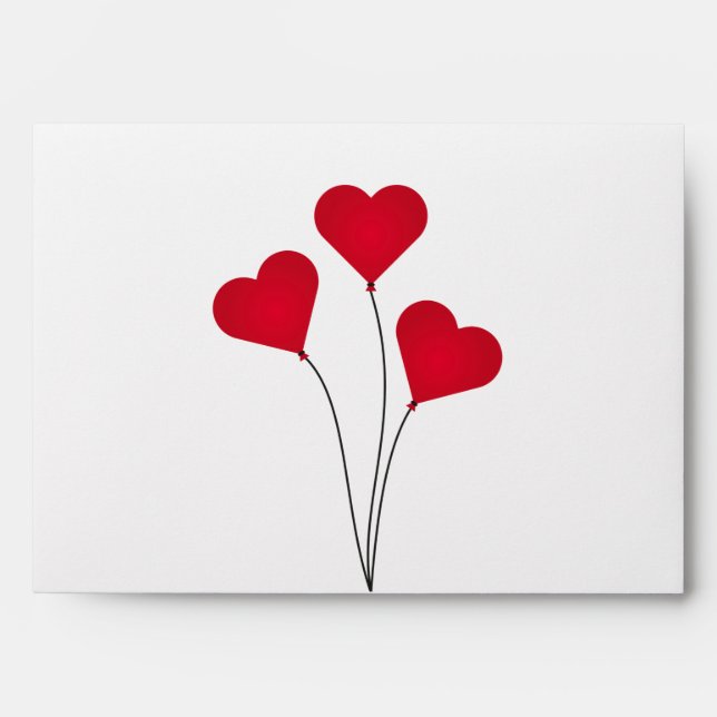 Cute Heart Balloons Envelopes (Front)