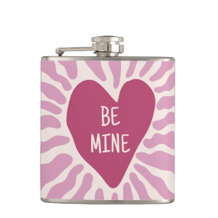 Cute heart be mine personalized valentine's day hip flask