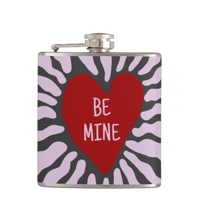 Cute heart be mine personalized valentine's day  hip flask (Front)