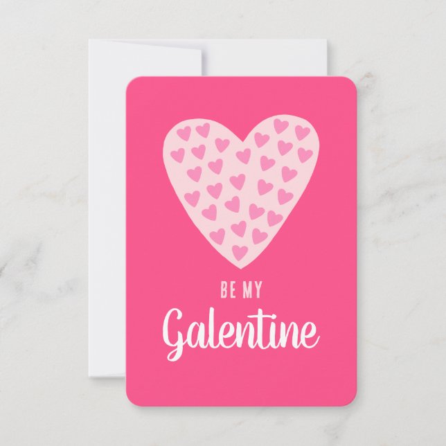 Cute Heart "Be My Galentine" Personalized Name Card (Front)