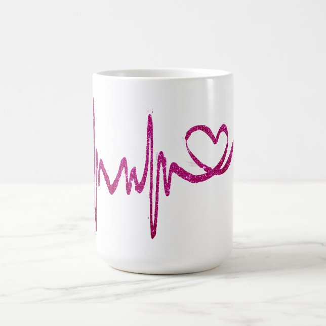 Cute Heart Beat Valentine's Mug - Custom Gift Cup (Center)