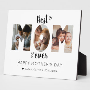 Cute Heart Best Mom Ever 3 Photo Collage Plaque