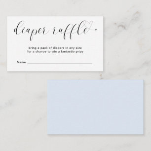 Cute Heart Blue Boy Diaper Raffle Baby Shower Enclosure Card
