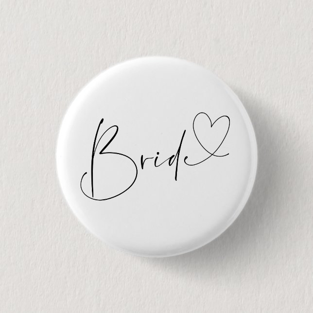 Cute Heart Bride Bachelorette Party 1 Inch Round Button (Front)