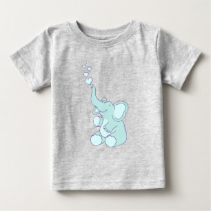 Cute heart bubbles elephant blue baby T-Shirt