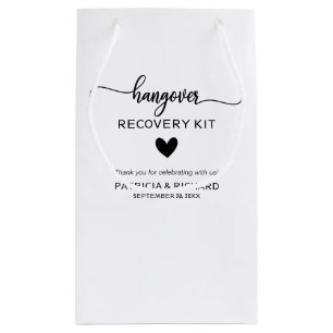 Cute Heart Calligraphy Wedding Hangover Kit Small Gift Bag