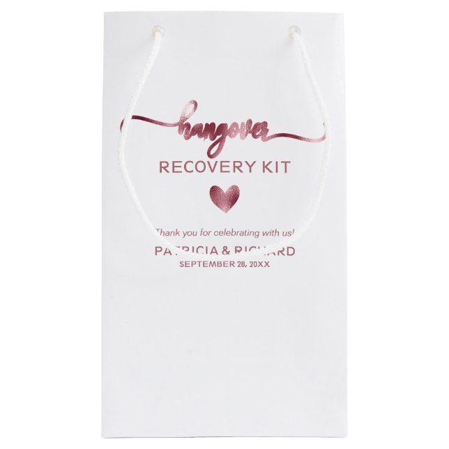 Cute Heart Calligraphy Wedding Hangover Kit Small  Gift Bag (Back)
