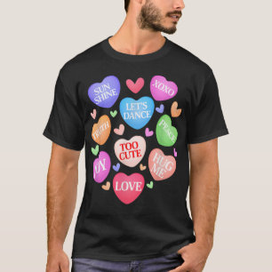 Cute Heart Candy With Messages Womens Valentine's T-Shirt