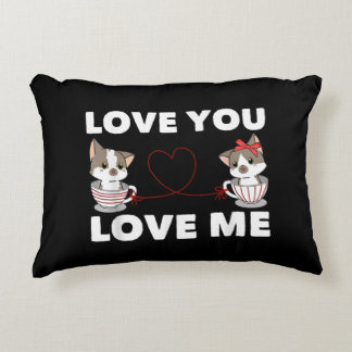 Cute Heart Cat Love Romantic Couple Kitten Lovers Accent Pillow