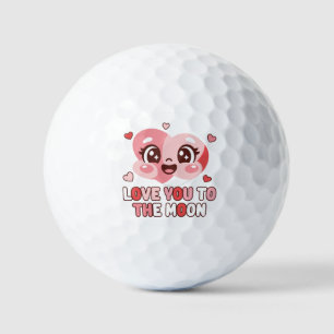 Cute Heart Character Love You To The Moon Golf Balls