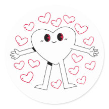 Cute Heart Character Open Arms Red Hearts