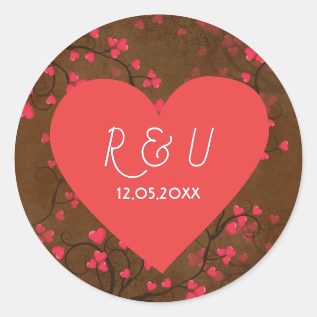 Cute heart classic round sticker (Front)
