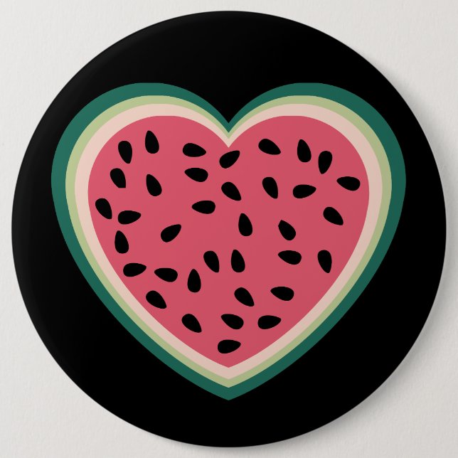cute heart colourful palestine Watermelons 6 Inch Round Button (Front)