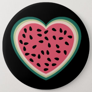 cute heart colourful palestine Watermelons 6 Inch Round Button