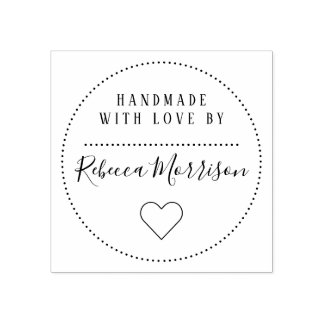 Cute Heart | Custom Name Script Handmade With Love Rubber Stamp
