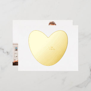 Cute heart custom photo text Valentine's Day Foil Holiday Postcard