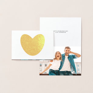 Cute heart custom text and photo Valentine's Day Foil Card