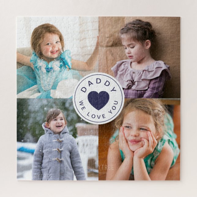 Cute Heart Daddy We Love You Photo Collage Jigsaw Puzzle (Vertical)