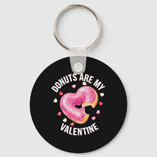 Cute Heart Donut With Pink Frosting Valentine's Da Keychain