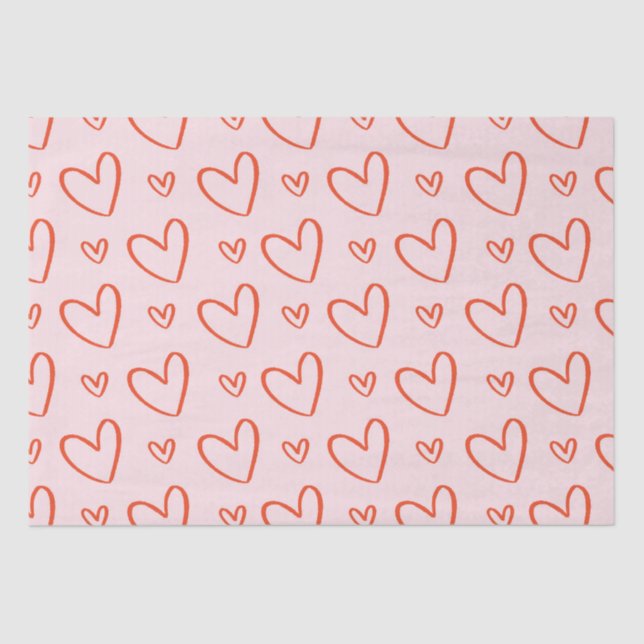 Cute heart doodles - pink & red tissue paper (Front)