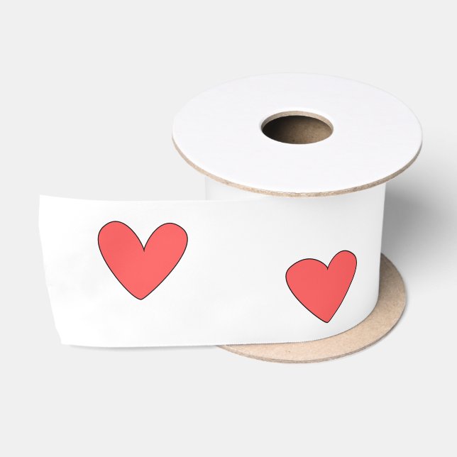 Cute Heart Drawings Satin Ribbon (Spool)