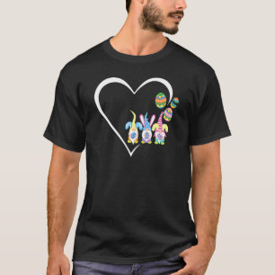 Cute Heart Easter Gnome Eggs Hunting Women Spring  T-Shirt