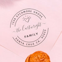 Cute Heart & Elegant Script Family Return Address