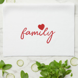Cute Heart Family Custom Text Kitchen Towel