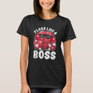Cute Heart Flossing Floss Like A Boss Retro Valent T-Shirt
